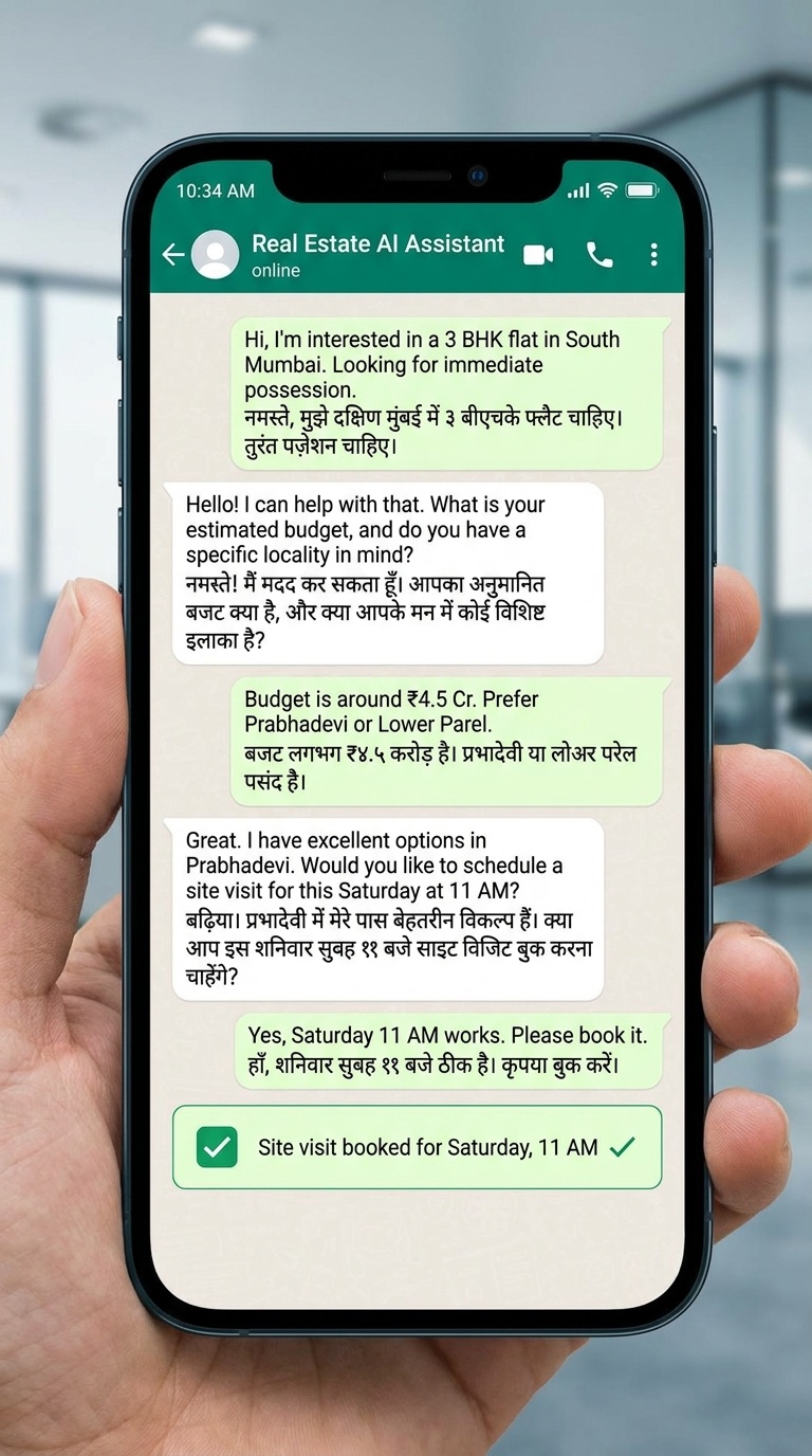 AI books a buyer's site visit on WhatsApp