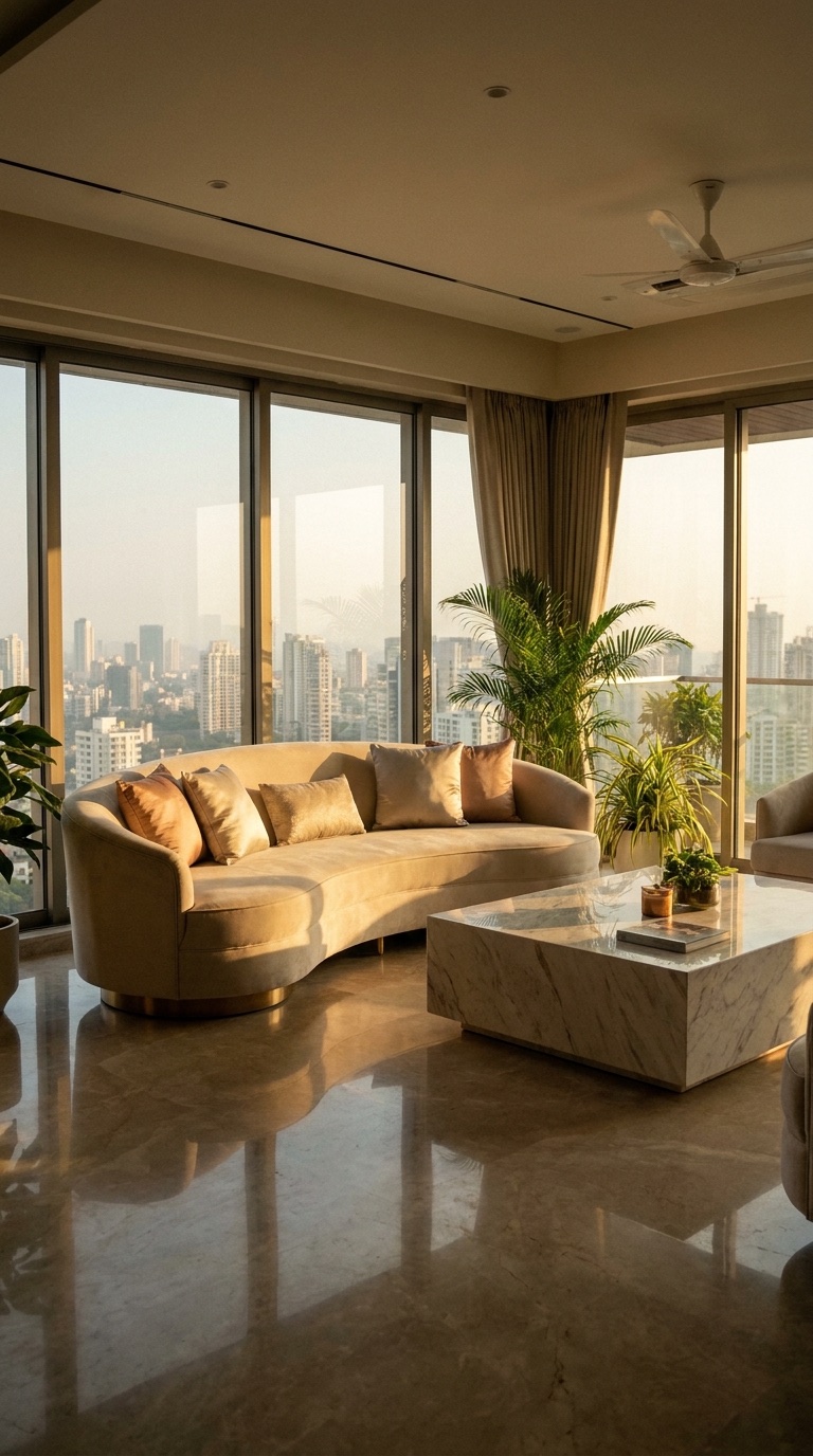 Golden-hour living room